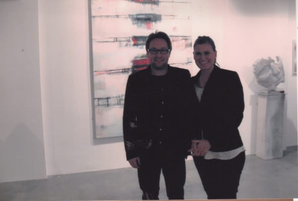Morten Lassen with his wife Sophie at Rebecca Hossack Art Gallery