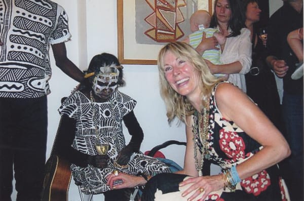 Rebecca Hossack and Jean Baptiste Apuatimi at Rebecca Hossack Art Gallery for Tapalinga Exhibition