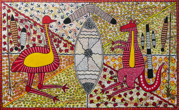 Robert Campbell Jnr, Aboriginal Art, Kangaroo, Ostrich