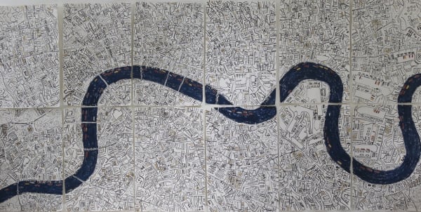 London seen from above by Barbara Macfarlane exhibited at the Rebecca Hossack Art Gallery, feature in Create! Magazine