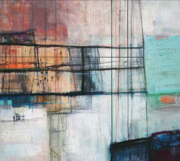 Morten Lassen abstract painting exhibited at the London Rebecca Hossack Art Gallery.