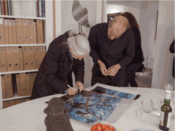 Dame Jane Goodall DBE and Jim Naughten at the Rebecca Hossack Art Gallery