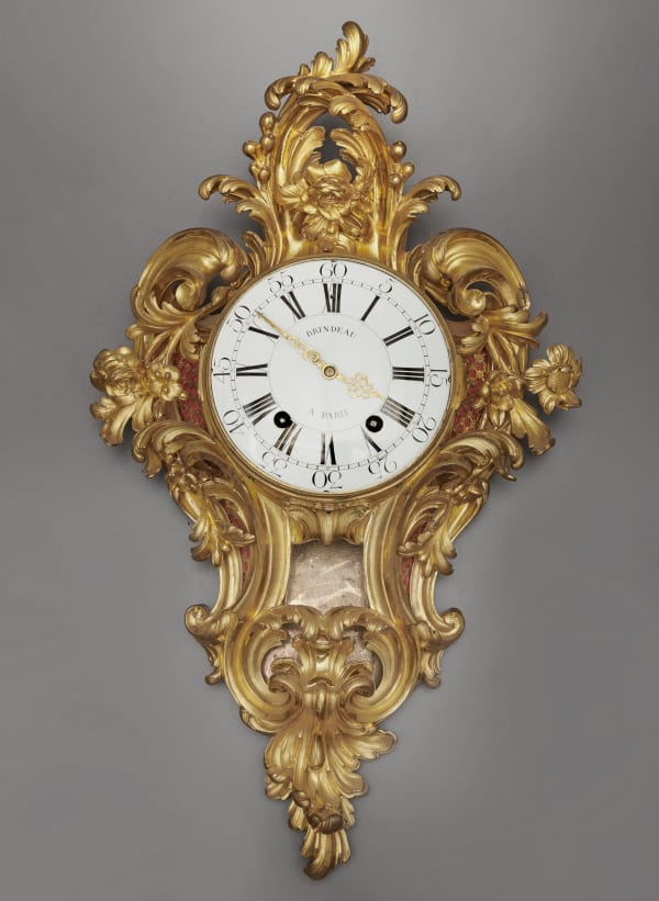 Nicolas Brindeau, A Louis XV cartel clock of fourteen day duration, by Brindeau à Paris, case by the Robert Osmond, Paris, date circa 1760