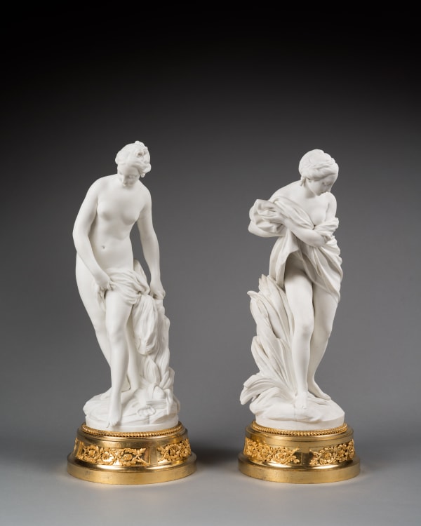 Sèvres, A pair of Louis XVI figures depicting 'Baigneuse' and 'Baigneuse aux Roseau', Paris, date circa 1758-1766