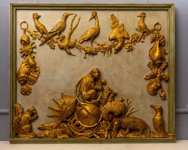 Unknown, A late eighteenth century Spanish colonial carved giltwood panel , Spanish Colonial, late eighteenth century