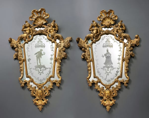 Unknown, A pair of Venetian Rococo engraved mirrors in frames, Venice, date circa 1740