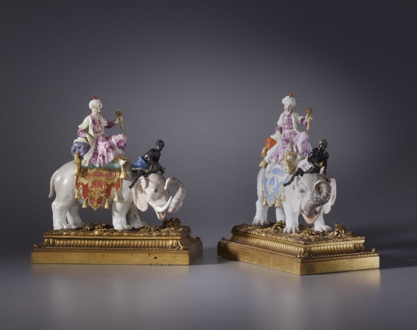 Kändler, A pair of Kändler period figurines probably by Johann Joachim Kändler and Peter Reinicke, The porcelain: Meissen, date circa 1743-50. The gilt bronze mounts: Paris, date circa 1775.