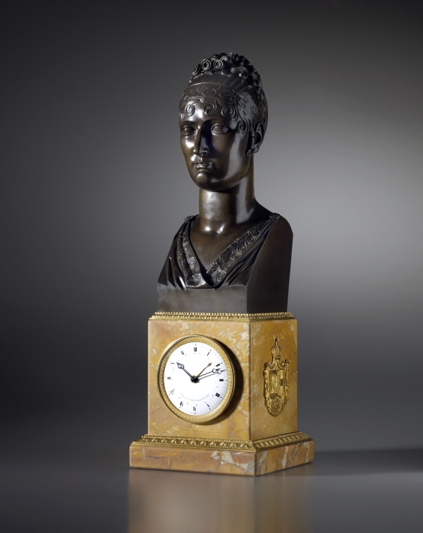 Basile-Charles Le Roy, An Empire mantel clock with movement by Basile-Charles Le Roy and bronze bust by Jacques-Edmé Dumont, Paris, dated 1810