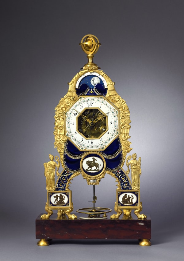 Joseph Coteau, A late Louis XVI skeleton mantel clock by Joseph Coteau, Paris, date circa 1785