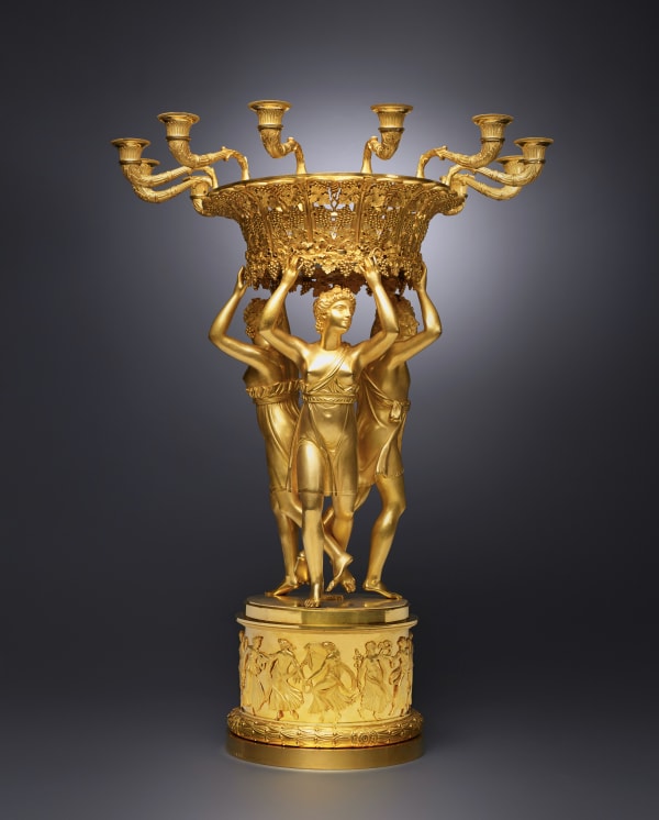 Pierre-Philippe Thomire (attributed to), An Empire gilt bronze figural centrepiece with a detachable twelve-light candelabra ring attributed to Pierre-Philippe Thomire , Paris, date circa 1810-15