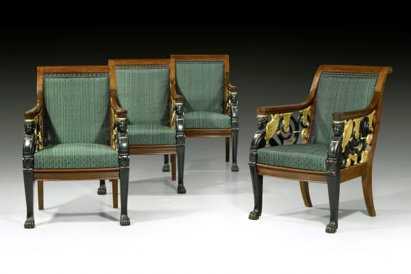 Unknown, A set of four Russian Empire open fauteuils, Saint-Petersburg, date circa 1820
