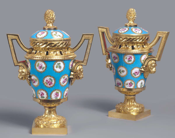 Sèvres, A pair of Louis XVI pot-pourri vases and covers, Paris, date circa 1770