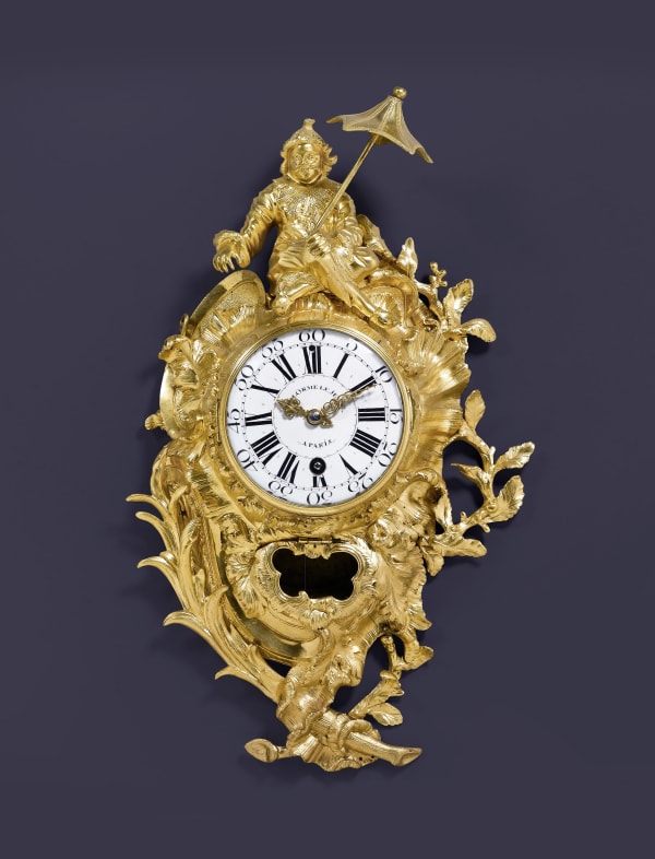 Delorme Le Jeune, A Louis XV cartel clock of eight day duration by Delorme Le Jeune, Paris, date circa 1745