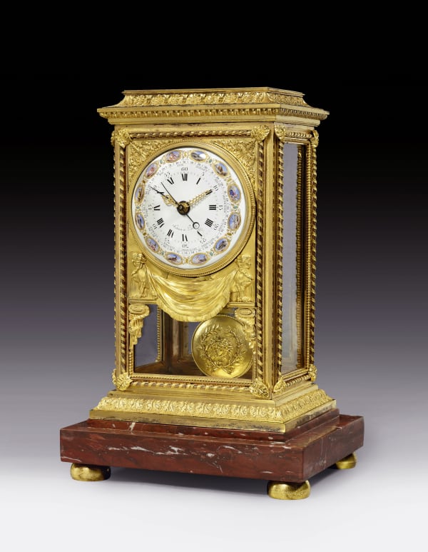 Renacle-Nicolas Sotiau , A Louis XVI table regulator of fourteen day duration, by Renacle-Nicolas Sotiau enamel work by Joseph Coteau, Paris, date circa 1785