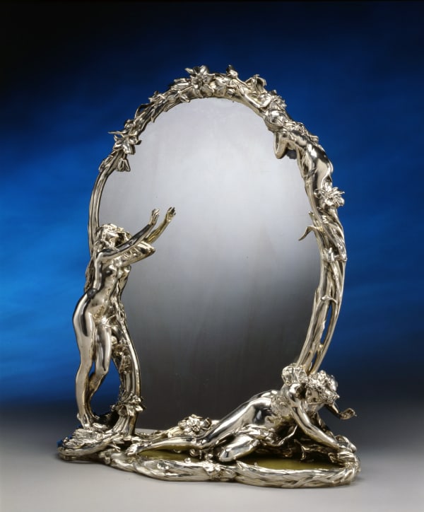 Christofle, An Art Nouveau toilet mirror entitled “La Métamorphose de Narcisse” by Christofle à Paris after a model by René Rozet, Paris, date circa 1900