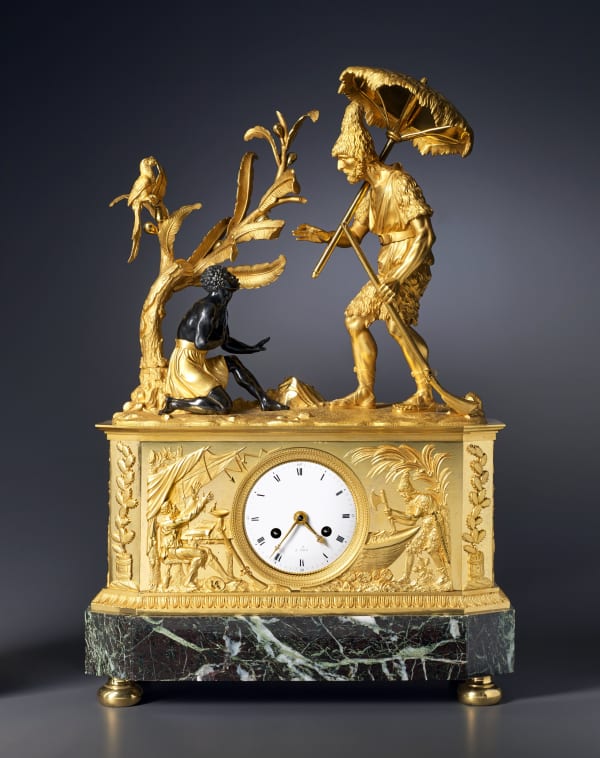 Claude Galle (attributed to), An Empire clock depicting Robinson Crusoe and Friday, attributed to Claude Galle, Paris, date circa 1805