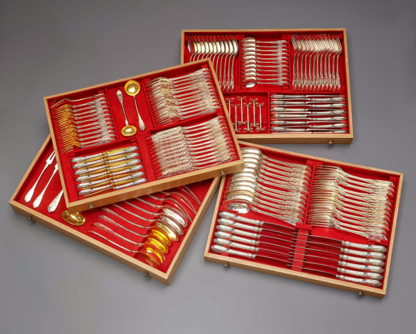 Bossard & Sohn - A Swiss early twentieth century cutlery canteen by Bossard & Sohn, Lucerne, Switzerland, dated 1906