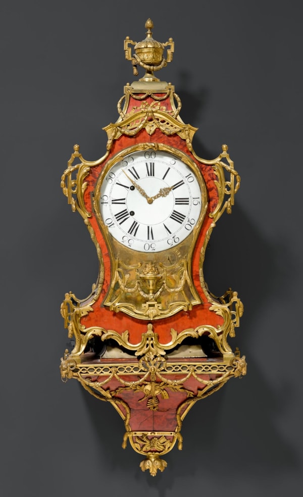 Josue Robert et Fils, A 18th Century Neuchâel Swiss eight tune musical pipe organ and quarter striking wall clock with bracket by Josue Robert, La Chaux de Fond, date circa 1770
