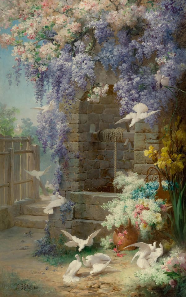 Eugène Bidau, A painting "Le Printemps" by Eugène Bidau, Paris, dated 1896
