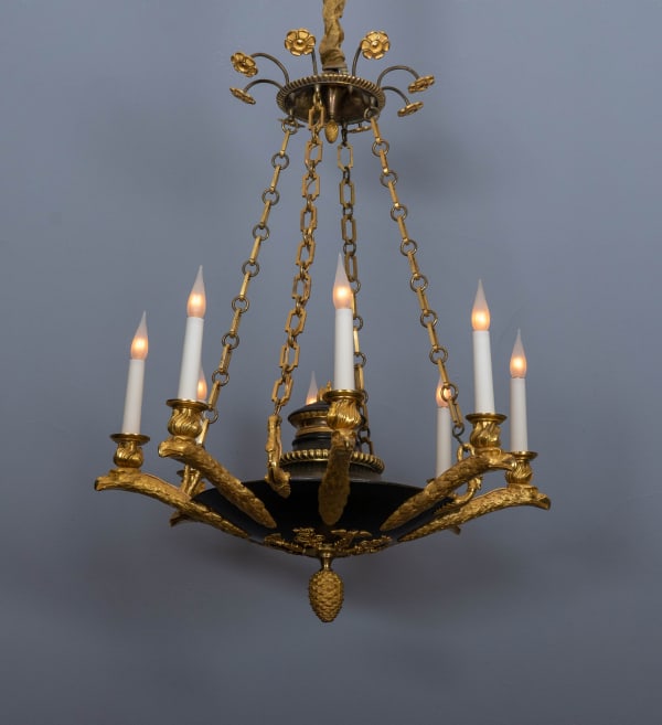 An Empire gilt and patinated bronze eight-light chandelier, Paris, date circa 1815