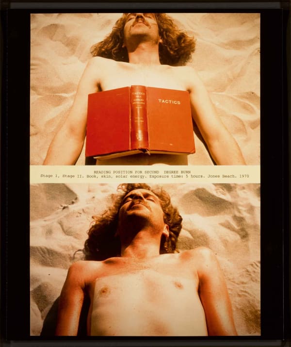 Dennis OPPENHEIM 1938 - 2011 Reading Position for Second Degree Burn, 1970 Signed and editioned 4/30 in ink on reverse Chromogenic print (Printed 2000-2001) 59.7 x 42.5 cm Edition 4 of 30 (DOP002) Image: (c) Dennis Oppenheim. Courtesy Dennis Oppenheim Estate