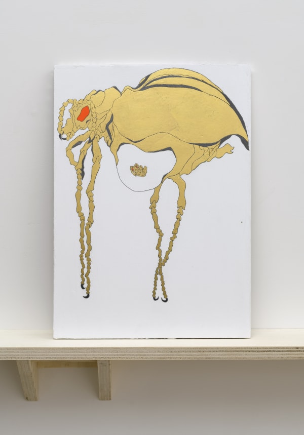 Idolino Giunoballerino, 2018 Gold leaf, pencil, black marker and acrylic on plaster panel 42 x 30 cm