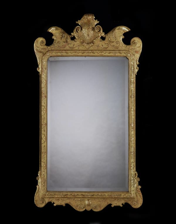 A GEORGE I GILTWOOD GESSO MIRROR, ENGLISH, CIRCA 1725