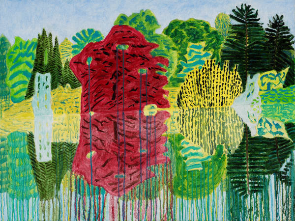 Adrian Berg RA (1929-2011) Stourhead, 1st July 2000, oil on canvas, 63 x 89cm