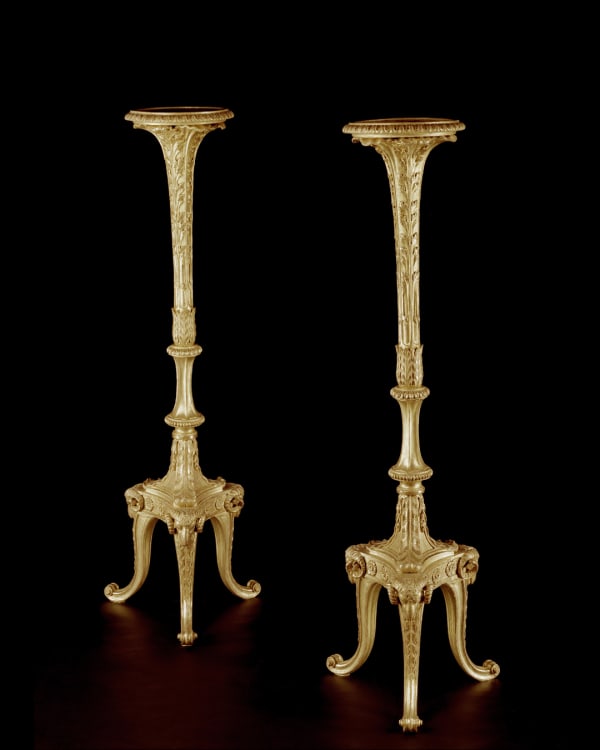 A PAIR OF GEORGE III GILTWOOD TORCHERES , English, circa 1780