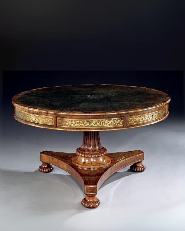 THE HACKWOOD PARK ‘BUHL’ DRUM TABLE, English, circa 1815