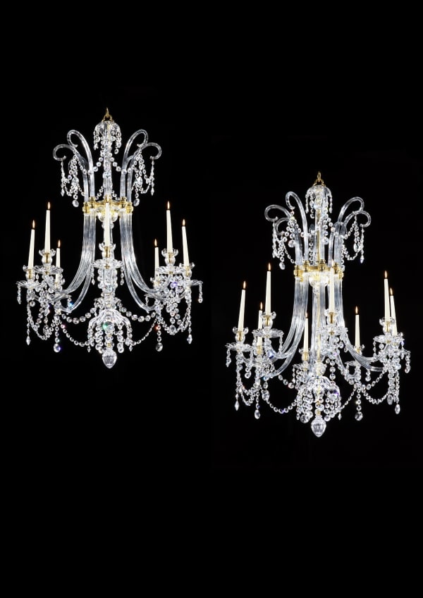 A PAIR OF GEORGE III CHANDELIERS BY MOSES LAFOUNT