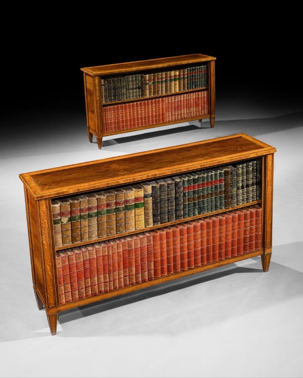 A PAIR OF GEORGE III OPEN BOOKCASES, English, circa 1790