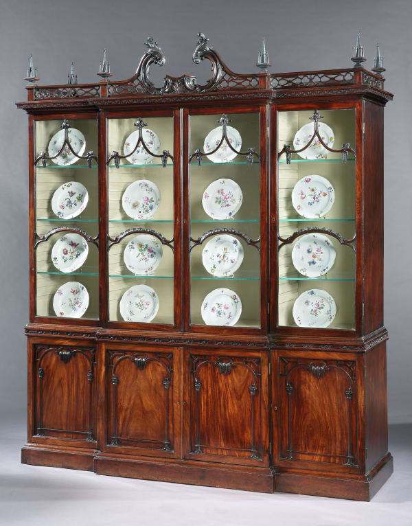A GEORGE II MAHOGANY CHINA CABINET , English, circa 1755