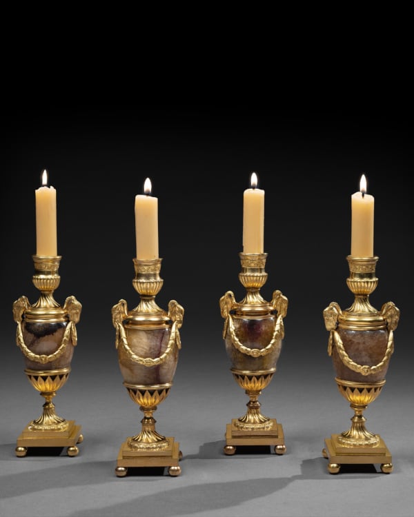 A SET OF BLUE JOHN VASES BY MATTHEW BOULTON, English, circa 1775