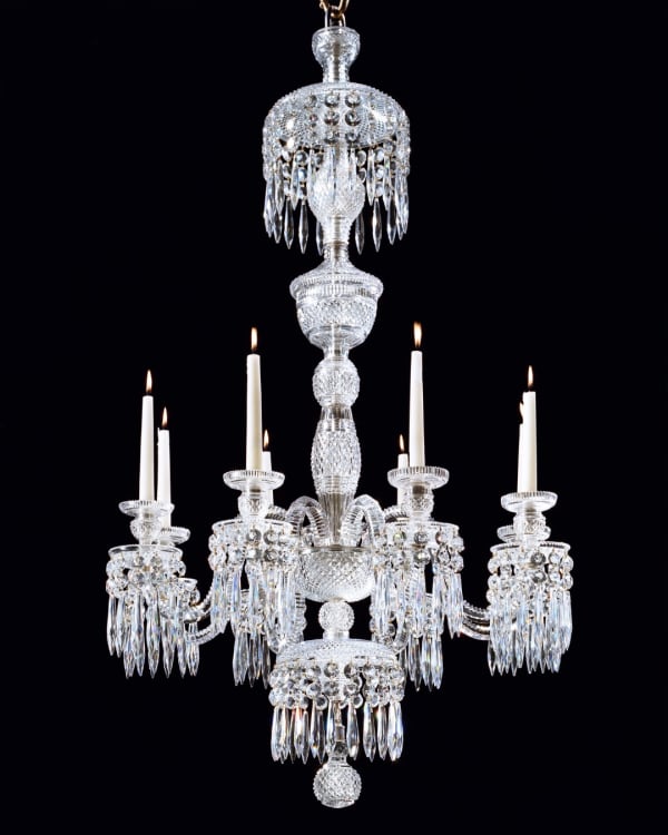 A GEORGE IV CUT GLASS CHANDELIER ATTRIBUTED TO F. & C. OSLER, English, circa 1820