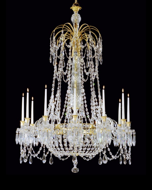 A GEORGE III CHANDELIER ATTRIBUTED TO PARKER & PERRY