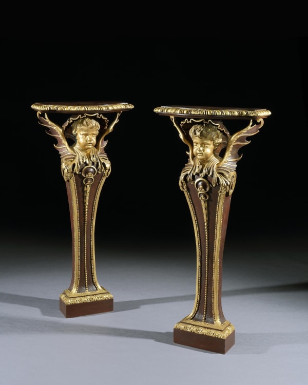 A PAIR OF GEORGE II PARCEL GILT TERMS, English, circa 1730