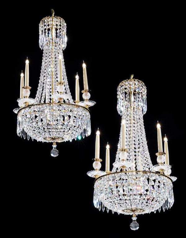 A PAIR OF REGENCY CHANDELIERS BY JOHN BLADES