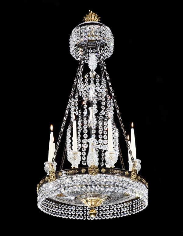 A REGENCY CUT GLASS DISH LIGHT