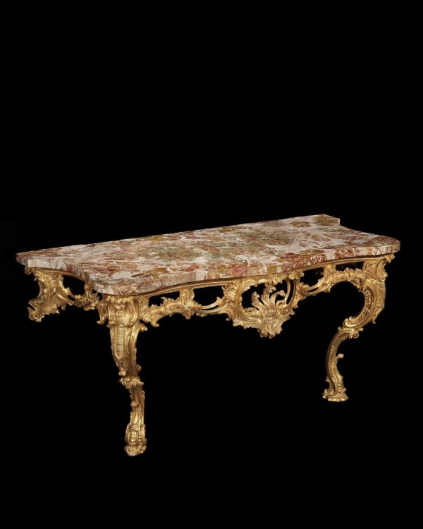 A GEORGE II GILTWOOD CONSOLE TABLE, English, circa 1755