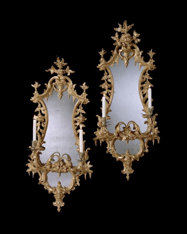 A PAIR OF GEORGE III GILTWOOD GIRANDOLES