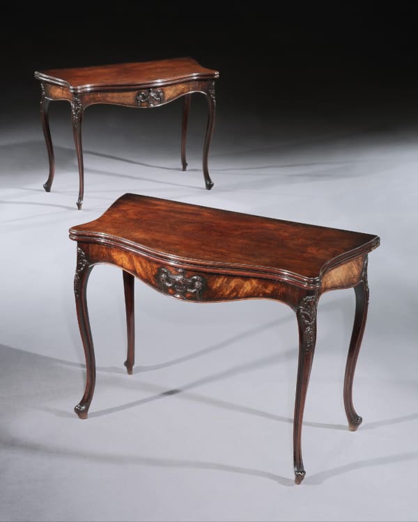 A PAIR OF GEORGE III MAHOGANY CARD TABLES, English, circa 1770