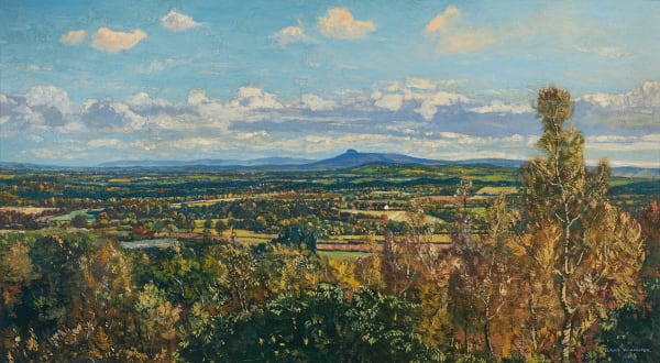 landscape art depicting a nature scene from a hill top