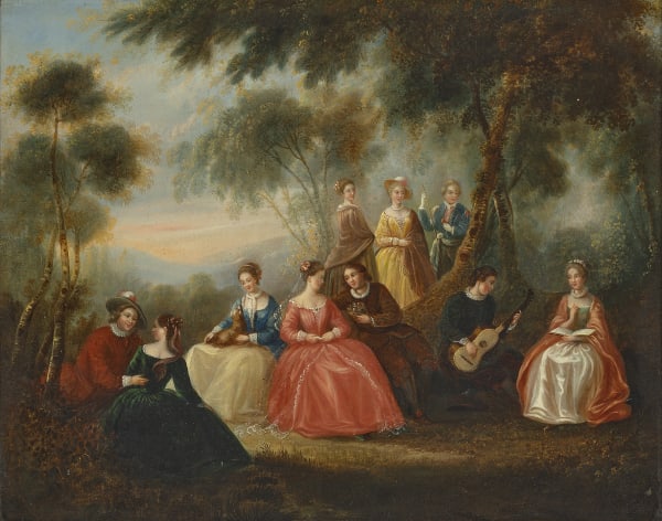 A woodland group scene