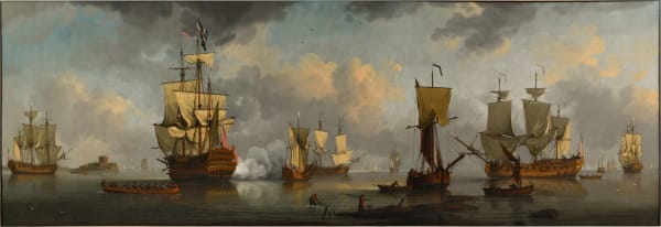 Peter Monamy , Ships of the fleet becalmed off Castle Cornet at St Peter Port, Guernsey