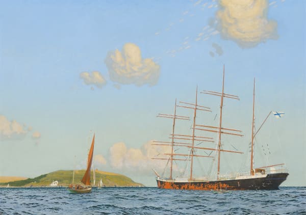 The artist in his yawl 'Wanderer' beside a barque off Falmouth