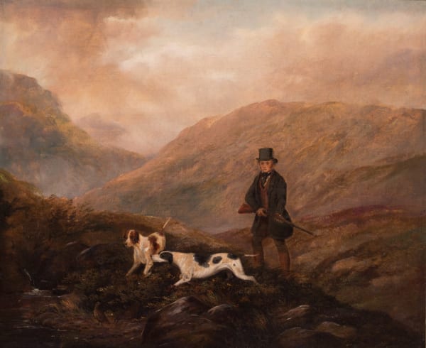 Sportsman and pointers in the Highlands