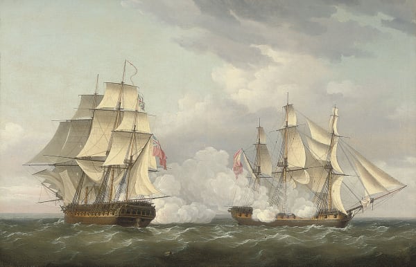 The capture of the Spanish frigate Mahonesa off Cartagena by His Majesty's frigate Terpsichore, 13th October 1796: the opening salvoes of the action