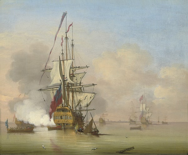 The fleet at anchor at the Nore, the flagship announcing her intention to sail