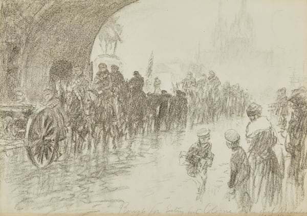 Sketch for the 29th Division crossing the Hohenzollern Bridge into Cologne, 1918